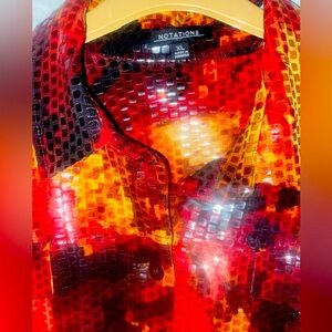 Notations New Red and Black W/Clear Sequins Jacket, Size XL